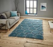 Noble House Honeycomb Geometric Rugs NH30782 in Blue and Grey