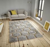 Noble House Honeycomb Geometric Rugs NH30782 in Grey Yellow