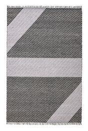 Oslo OSL702 Wool Geometric Stripe Rugs in Onyx Grey