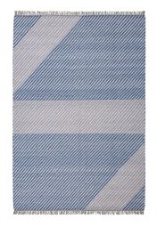 Oslo OSL702 Wool Geometric Stripe Rugs in Pacific Blue