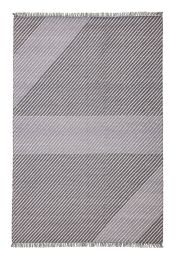Oslo OSL702 Wool Geometric Stripe Rugs in Steel Grey