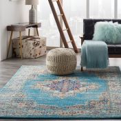Passion Traditional Medallion Persian Rugs PSN03 in Light Blue