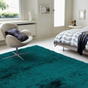 Payton Shaggy Soft Shimmer Rugs in Teal Blue