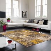 Revive Traditional Patchwork Rugs RE06 in Ochre Yellow