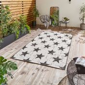 Santa Monica 48648 Indoor Outdoor Star Rug in White Black