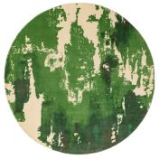 Saturn Abstract circle Round Wool Rugs in Green
