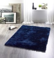 Shimmer Shaggy Lustrous Rugs in Indigo