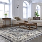 Sovereign Medallion Persian Traditional Rugs in Charcoal Grey