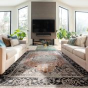 Sovereign Medallion Persian Traditional Rugs in Terracotta Orange