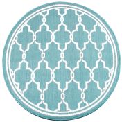 Rug Style Terrace Spanish Tile Teal Outdoor Circle Rug