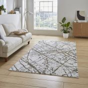 Think Rugs Artemis B8403A Gold Silver Abstract Marble Metallic Rug