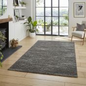 Think Rugs Flores 1930 Charcoal Washable Plain Rug 