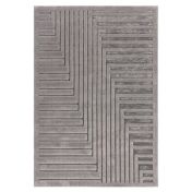 Valley Path Geometric 3D Rug in Charcoal Grey