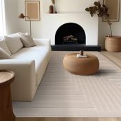 Valley Path Geometric 3D Rug in Ivory Cream