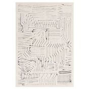 Valley Route Geometric 3D Rug in Ivory cream Charcoal Grey