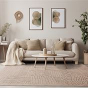 Valley Path Geometric 3D Rug in Natural Beige
